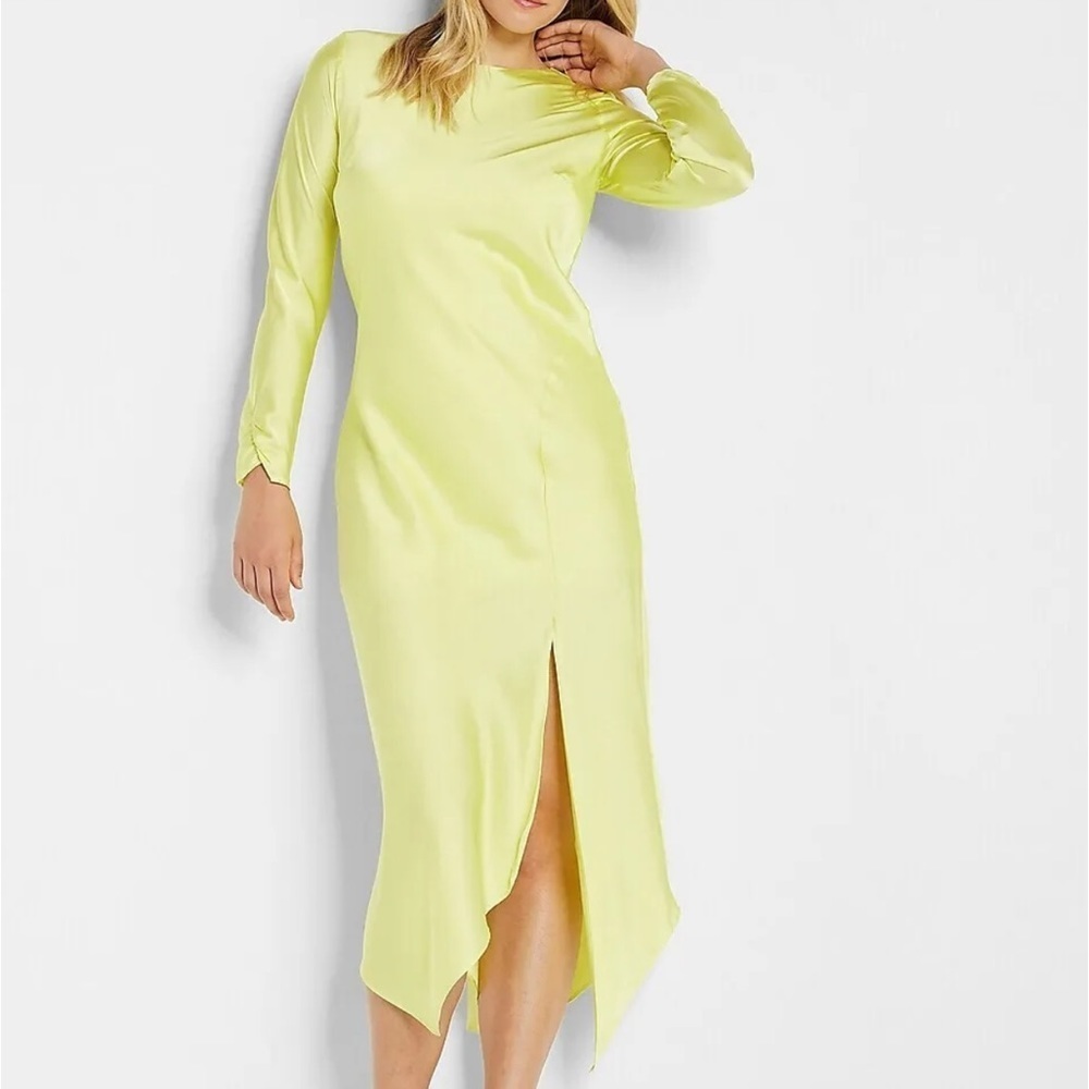 Express Neon Yellow Long Sleeve Dress